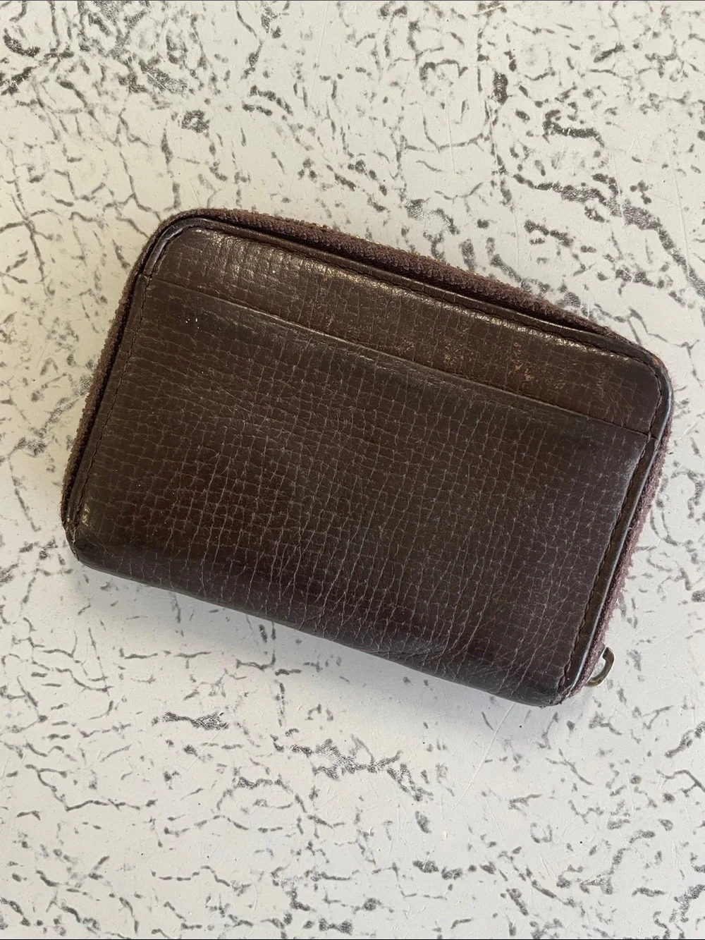 Burberry Dark Brown Textured Leather Zip-Around Wallet *Flawed*